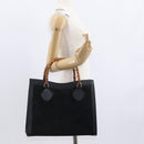 GUCCI Bamboo Hand Bag Suede Leather Black Gold 002 1186 0260 Auth 152254-22