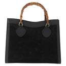 GUCCI Bamboo Hand Bag Suede Leather Black Gold 002 1186 0260 Auth 152254-2