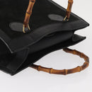 GUCCI Bamboo Hand Bag Suede Leather Black Gold 002 1186 0260 Auth 152254-7