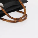 GUCCI Bamboo Hand Bag Suede Leather Black Gold 002 1186 0260 Auth 152254-8