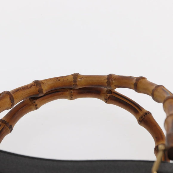 GUCCI Bamboo Hand Bag Suede Leather Black Gold 002 1186 0260 Auth 152254