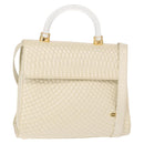 BALLY Quilted Hand Bag Leather Plastic 2way Cream Gold Auth 152255-1