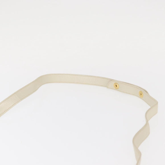 BALLY Quilted Hand Bag Leather Plastic 2way Cream Gold Auth 152255