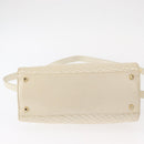 BALLY Quilted Hand Bag Leather Plastic 2way Cream Gold Auth 152255-11