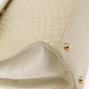 BALLY Quilted Hand Bag Leather Plastic 2way Cream Gold Auth 152255-12