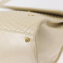 BALLY Quilted Hand Bag Leather Plastic 2way Cream Gold Auth 152255-13