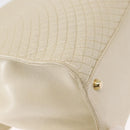 BALLY Quilted Hand Bag Leather Plastic 2way Cream Gold Auth 152255-14