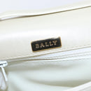 BALLY Quilted Hand Bag Leather Plastic 2way Cream Gold Auth 152255-18