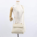 BALLY Quilted Hand Bag Leather Plastic 2way Cream Gold Auth 152255-24