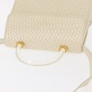BALLY Quilted Hand Bag Leather Plastic 2way Cream Gold Auth 152255-6