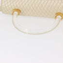BALLY Quilted Hand Bag Leather Plastic 2way Cream Gold Auth 152255-7