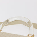 BALLY Quilted Hand Bag Leather Plastic 2way Cream Gold Auth 152255-8