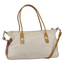 PRADA Hand Bag Nylon Enamel 2way White Silver Auth 152256-1
