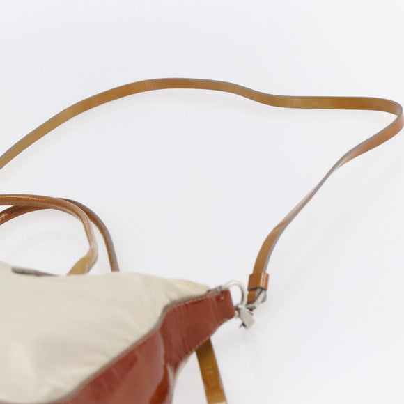PRADA Hand Bag Nylon Enamel 2way White Silver Auth 152256