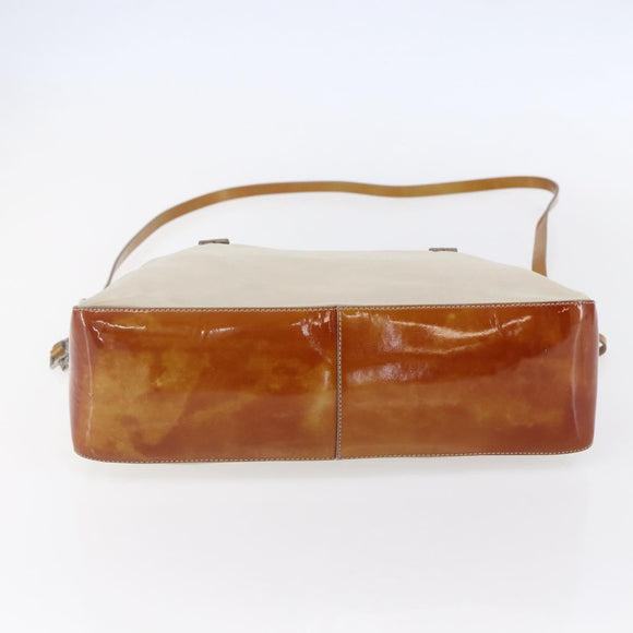 PRADA Hand Bag Nylon Enamel 2way White Silver Auth 152256