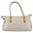 PRADA Hand Bag Nylon Enamel 2way White Silver Auth 152256-13