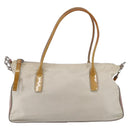 PRADA Hand Bag Nylon Enamel 2way White Silver Auth 152256-2