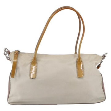 PRADA Hand Bag Nylon Enamel 2way White Silver Auth 152256 - 0