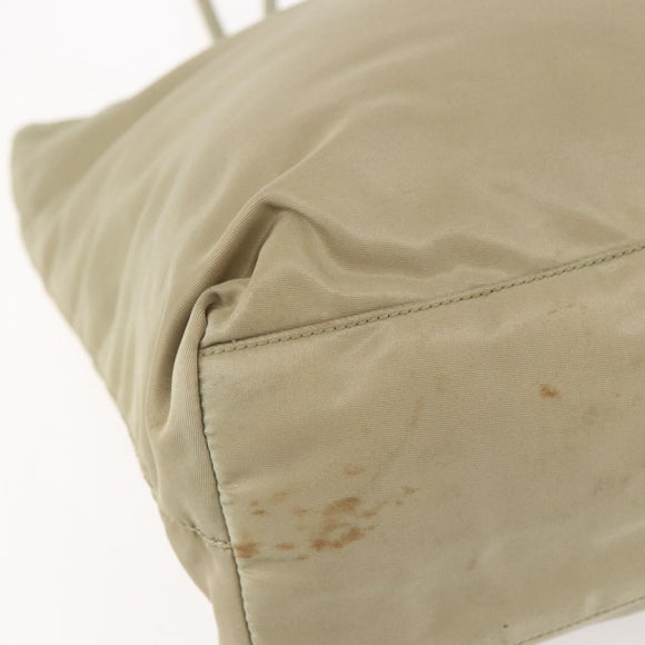 PRADA Hand Bag Nylon Khaki Silver Auth 152257
