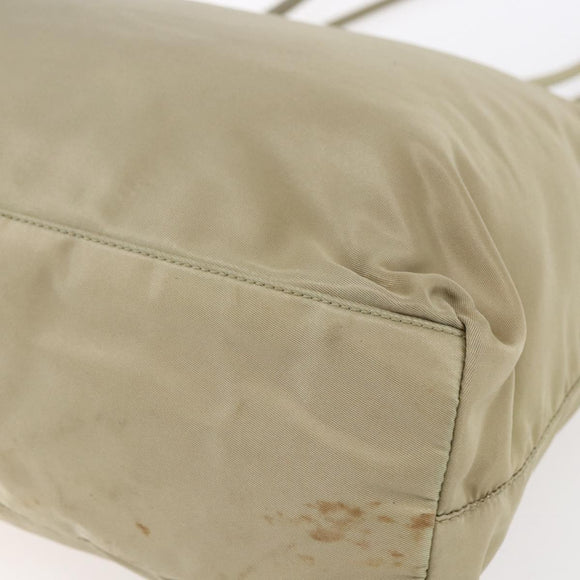 PRADA Hand Bag Nylon Khaki Silver Auth 152257