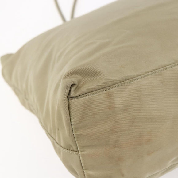 PRADA Hand Bag Nylon Khaki Silver Auth 152257