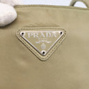 PRADA Hand Bag Nylon Khaki Silver Auth 152257-17