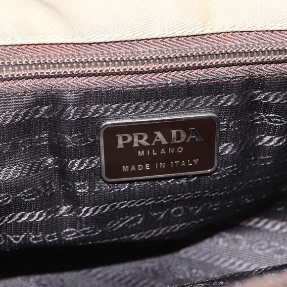 PRADA Hand Bag Nylon Khaki Silver Auth 152257