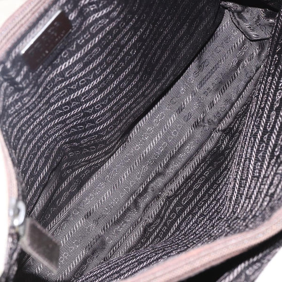 PRADA Hand Bag Nylon Khaki Silver Auth 152257