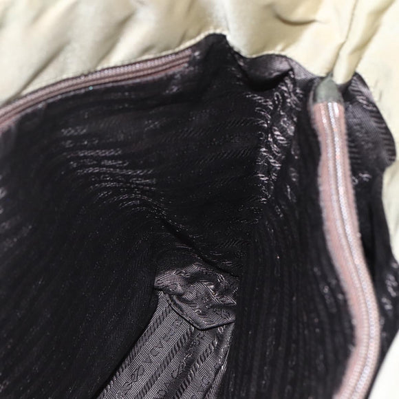 PRADA Hand Bag Nylon Khaki Silver Auth 152257