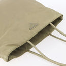 PRADA Hand Bag Nylon Khaki Silver Auth 152257-6