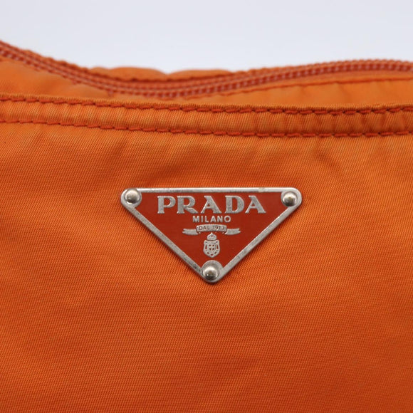 PRADA Shoulder Bag Nylon Orange Silver Auth 152258