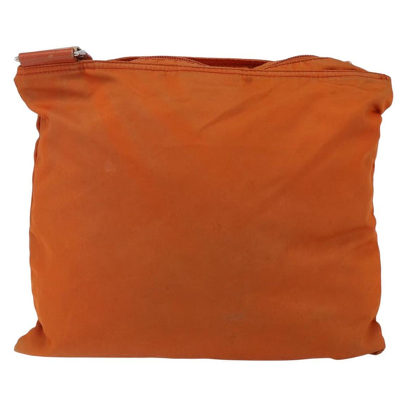 PRADA Shoulder Bag Nylon Orange Silver Auth 152258