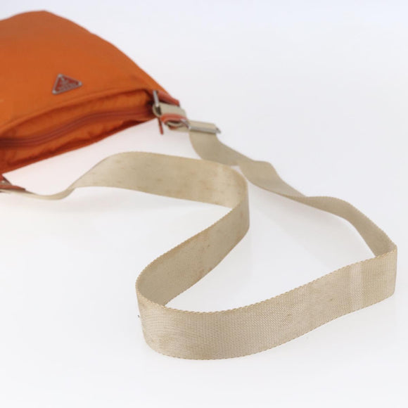 PRADA Shoulder Bag Nylon Orange Silver Auth 152258