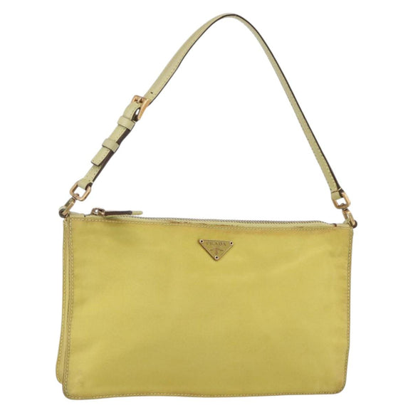 PRADA Accessory Pouch Nylon Yellow Gold Auth 152259