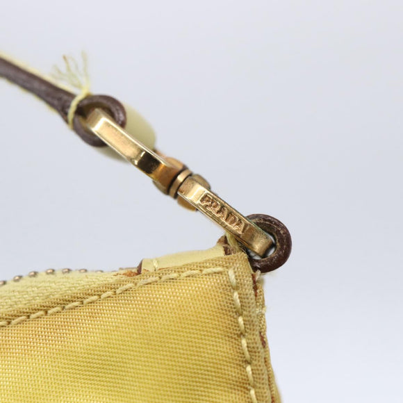 PRADA Accessory Pouch Nylon Yellow Gold Auth 152259
