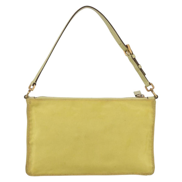 PRADA Accessory Pouch Nylon Yellow Gold Auth 152259
