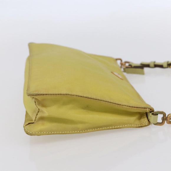 PRADA Accessory Pouch Nylon Yellow Gold Auth 152259