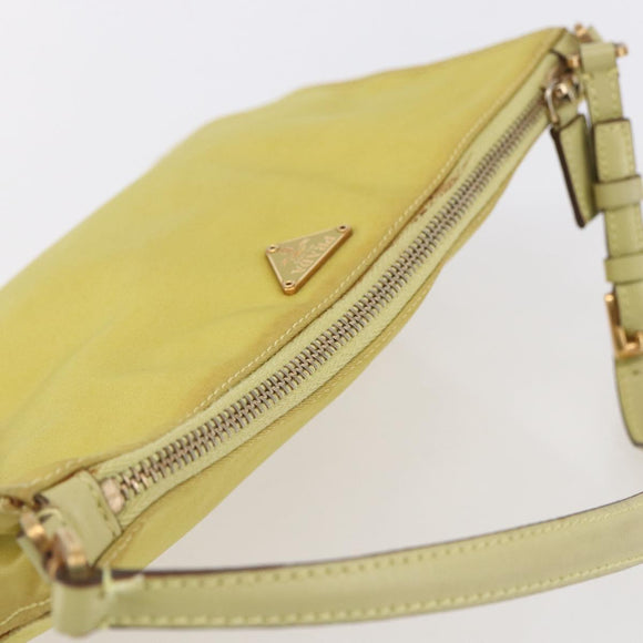 PRADA Accessory Pouch Nylon Yellow Gold Auth 152259