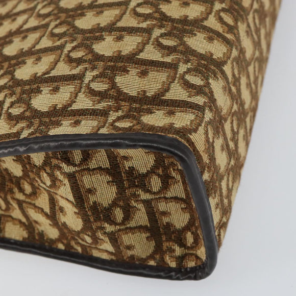 Christian Dior Trotter Canvas Shoulder Bag Beige Gold Auth 152260