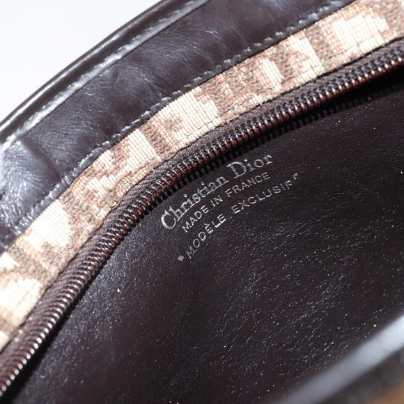 Christian Dior Trotter Canvas Shoulder Bag Beige Gold Auth 152260