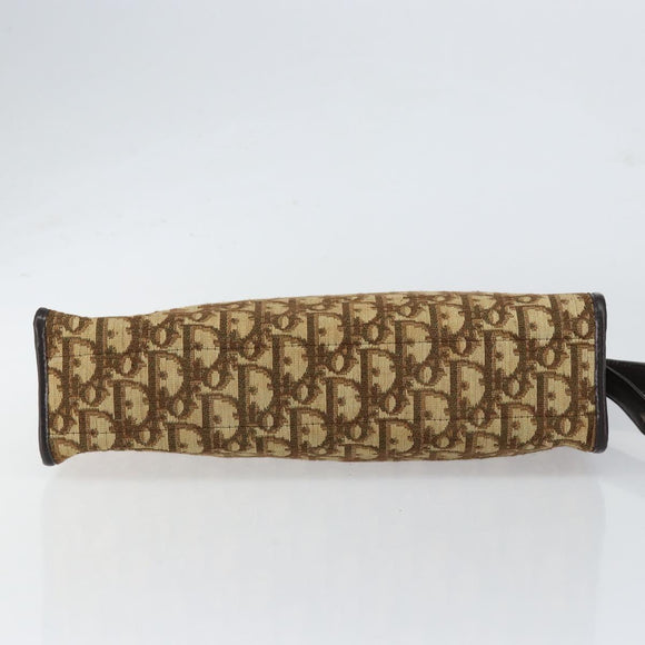Christian Dior Trotter Canvas Shoulder Bag Beige Gold Auth 152260