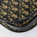 Christian Dior Trotter Canvas Shoulder Bag Navy Gold Auth 152262-17