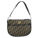 Christian Dior Trotter Canvas Shoulder Bag Navy Gold Auth 152262-13