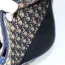 Christian Dior Trotter Canvas Shoulder Bag Navy Gold Auth 152262-12