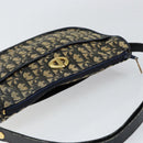 Christian Dior Trotter Canvas Shoulder Bag Navy Gold Auth 152262-6
