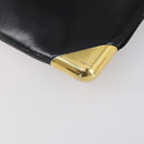 Christian Dior Trotter Canvas Clutch Bag Leather Black Gold Auth 152263-10