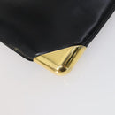 Christian Dior Trotter Canvas Clutch Bag Leather Black Gold Auth 152263-11