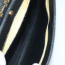 Christian Dior Trotter Canvas Clutch Bag Leather Black Gold Auth 152263-14