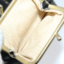 Christian Dior Trotter Canvas Clutch Bag Leather Black Gold Auth 152263-20