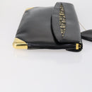 Christian Dior Trotter Canvas Clutch Bag Leather Black Gold Auth 152263-4